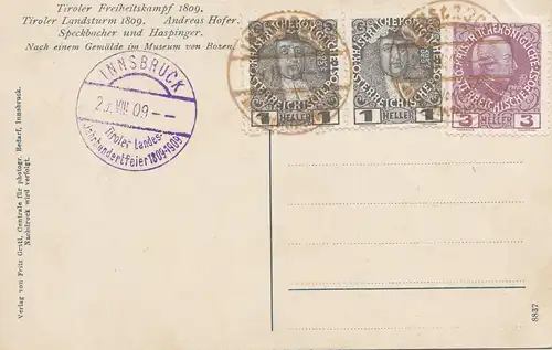 Österreich: 1909: Innsbruck Tiroler Landes-Jahrhunderfeier - Ansichtkarte