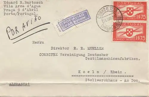 Portugal: 1939: Aéroport de Porto à Cologne, usine de machines textiles