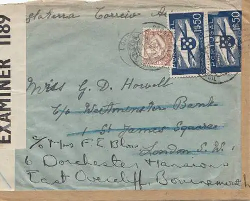 Portugal: 1942: Lettre à Londres.