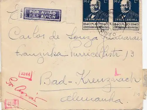 Portugal: 1941: Luftpost Brief nach Bad Kreuznach, Zensur