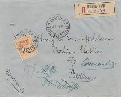 Roumanie: 1914: Lettre recommandé Bucureestci à Oranienburg