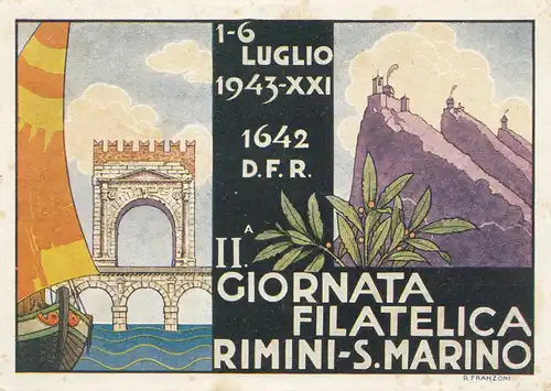 Saint-Marin: 1943 Carte en Italie