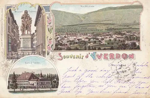 Schweiz: 1899: Ansichtskarte Yverdon