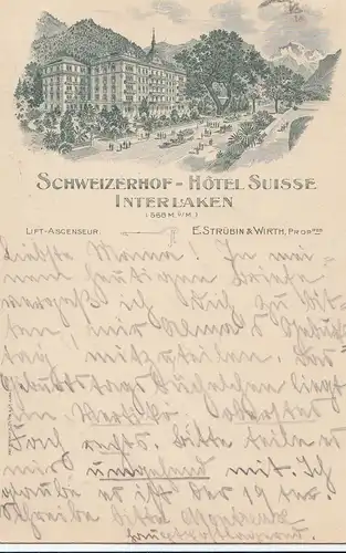 Schweiz: 1906: Interlaken nach Wiesbaden