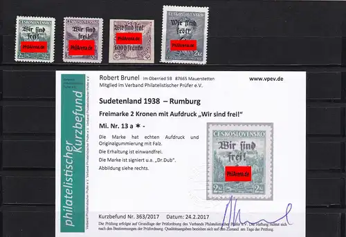 Sudetenland: Rumburg, MiNr. 13a, 16, 19, 50, *