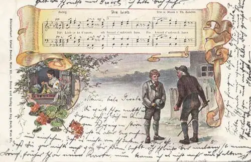 Hongrie: 1899: Carte postale avec chanson pour Vienne