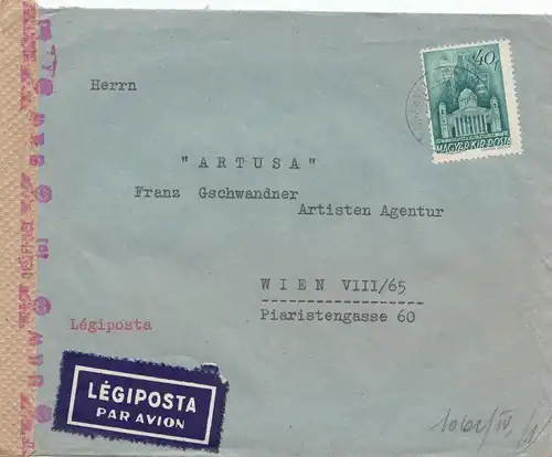 Hongrie: 1941: Lufpost Pekir vers Vienne, OKW Censure