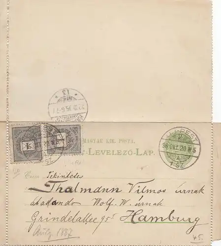 Hongrie: 1896: toute l'affaire UU-Pest à Hambourg