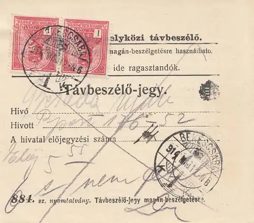 Hongrie: 1914: Tavbeszelö-jegy