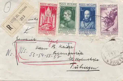 Vatikan: 1937: Einschreiben nach Tübingen