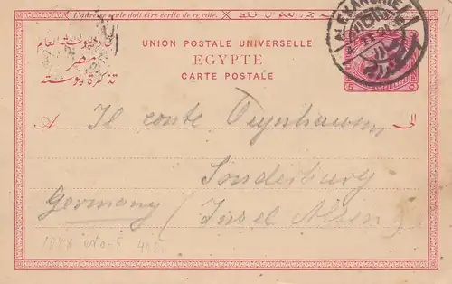 Égypte/Egypte: 1891: tout le sujet de Alexandrie à Sarzbourg, île d'Alsen