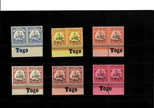 Colonies allemandes: 6x Togo avec inscription Sunrand