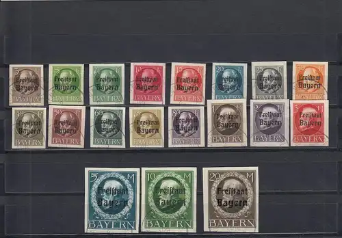 Bavière: MiNr. Mi N° 152 - 170, cachet, signature Infla Berlin