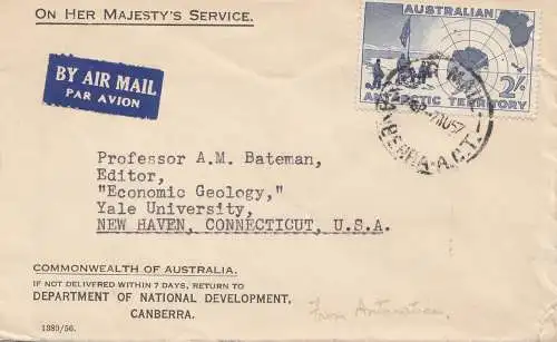 Australia: 1957: Air Mail to USA