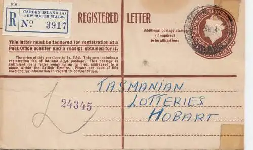 Australie 1954: Registered letter Garden Island to Hobart - Tasmania