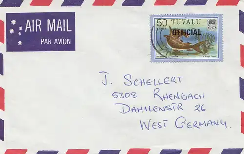 Tuzvalu - Official to Germany via Air Mail