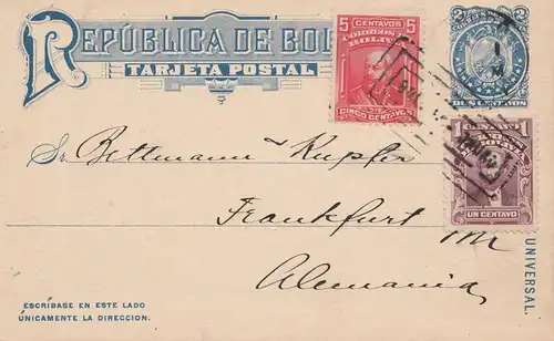 Bolivia/Bolivien: 1909 Post card to Germany