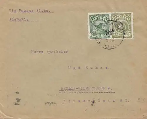 Bolivia/Bolivien: 1929 Cochabamba to Berlin/Germany