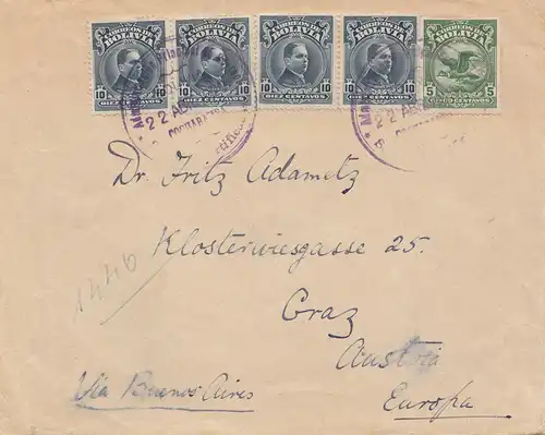 Bolivia/Bolivie: 1920 cover to Graz/Austraia via Buenos Aires