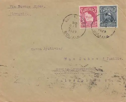 Bolivie: 1929 cover Cochabamba via Buenos Aires to Berlin/Germany