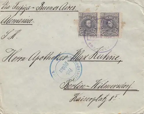 Bolivia/Bolivie: 1915 Cochabamba via Buenos Aires to Berlin