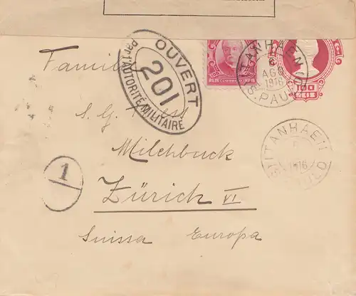 Brazil: 1916: Cover Itanhaen - S. Paolo to Zürich/Switzerland - Censor