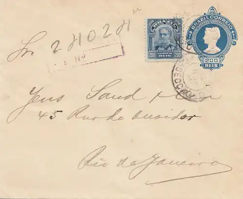 Brazil: registered cover to Rio de Janeiro