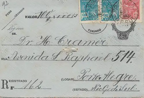 Brazil: 1930: Value letter to Porto Alegre