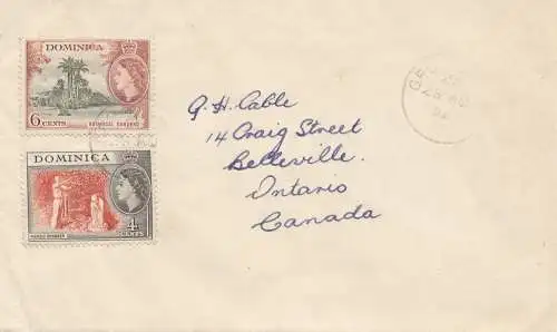 Dominique: 1959: letter to Canada.