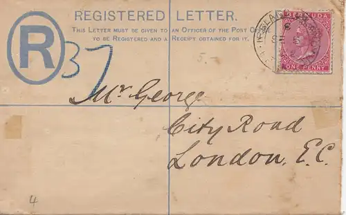 Bermudes: Registered letter 1902 to London