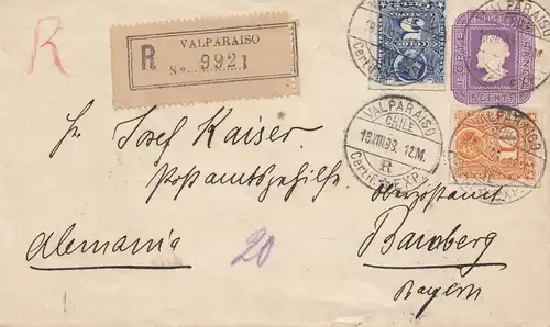 Chili: 1899: Registered Valparaiso to Bamberg/Germany