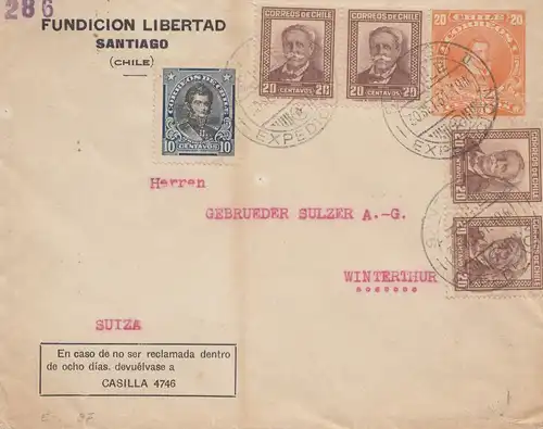 Chile: 1931: Fundicion Libertad Santiago to Winterhtur