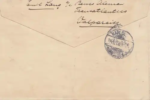 Chile: 1906: Registered Santiago to Karlsruhe