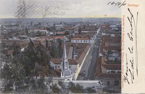 Chili: 1904: post card Santiago to Toulon Sur Allier