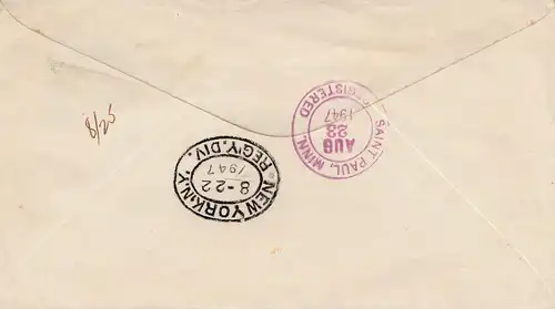 Costa Rica: 1947: Air Mail San Jose to Minnesota - University