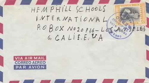 Costa Rica: 1955: Aero cancel to Hemphill schools Los Angeles