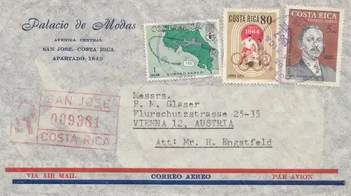 Costa Rica: 1967: San Jose Registered to Vienna