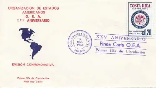 Costa Rica: 1973: San Jose FDC Oranizacion de Estados Americanos