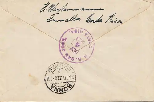 Costa Rica: 1923: Turrialba Registered to Borna/Leipzig