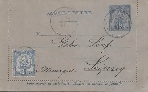 French colonies: Tunisie: carte-lettre to Leipzig 1895