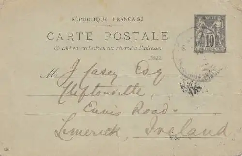 French post office: 1927 Kreta: post card to Ireland