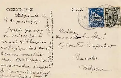 French colonies Algérie Post card Philippeville, place de la Marine