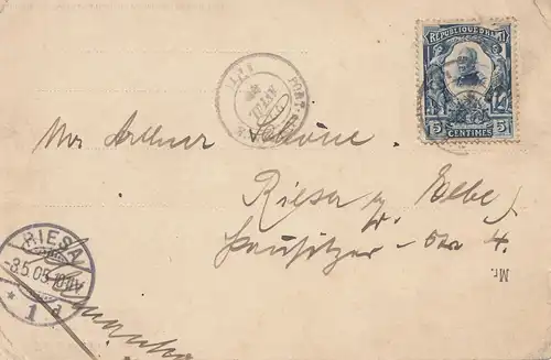 Haiti: 1905 post card Port au Price to Riesa