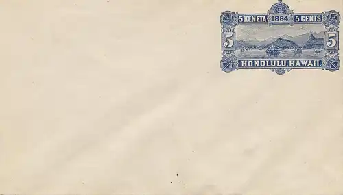 Hawai: cover with landscape, unused 1881, 5 Keneta - 5 cents