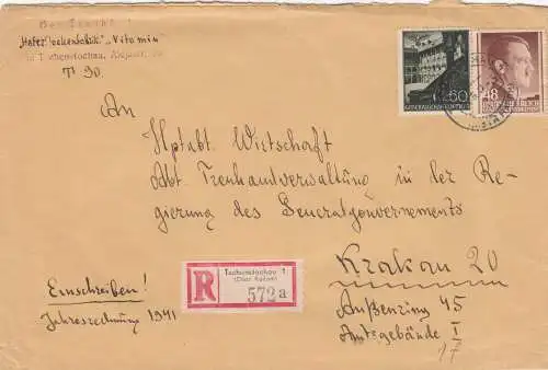 GG: Einschreiben Haferflockenfabrik Vitamin Tschenstochau nach Krakau