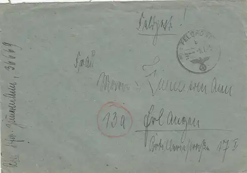 GG: 2./4./5.1.1945, 3x FeldpostNr. 36669 nach Erlangen