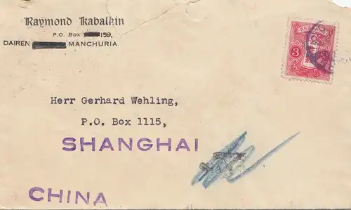 Japan cover Dairen/Manchuria to Shanghai - China, Tax