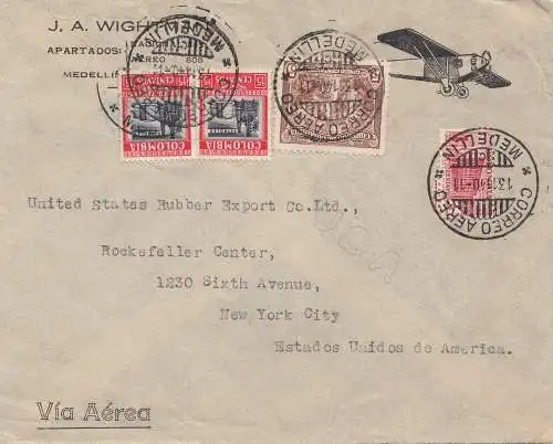 Colombia 1940: air mail Medellin to New York