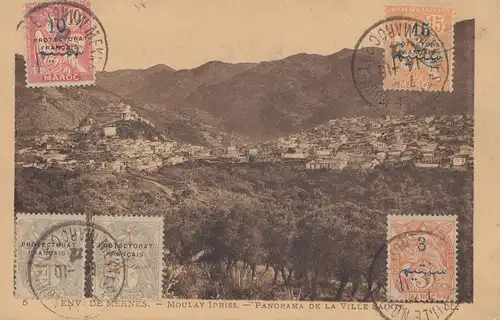 Maroc 1922: post card Panorama de la ville Sainte to Praque