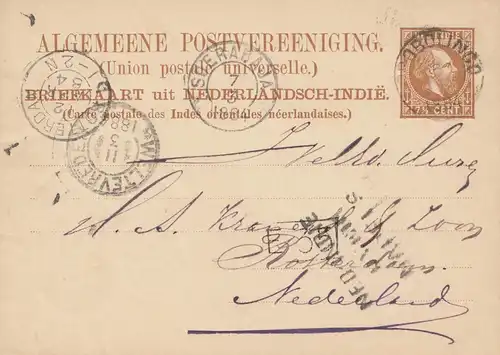 Ned. Indie 1884: post card to Rotterdam
